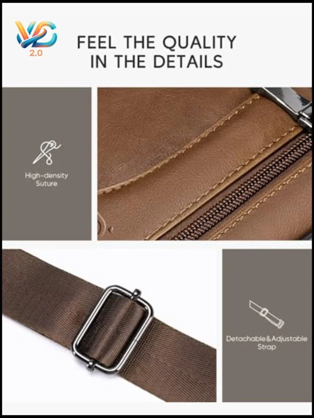 Men's Vegan Leather Crossbody Bag Messenger Satchel Sling Shoulder Purse for